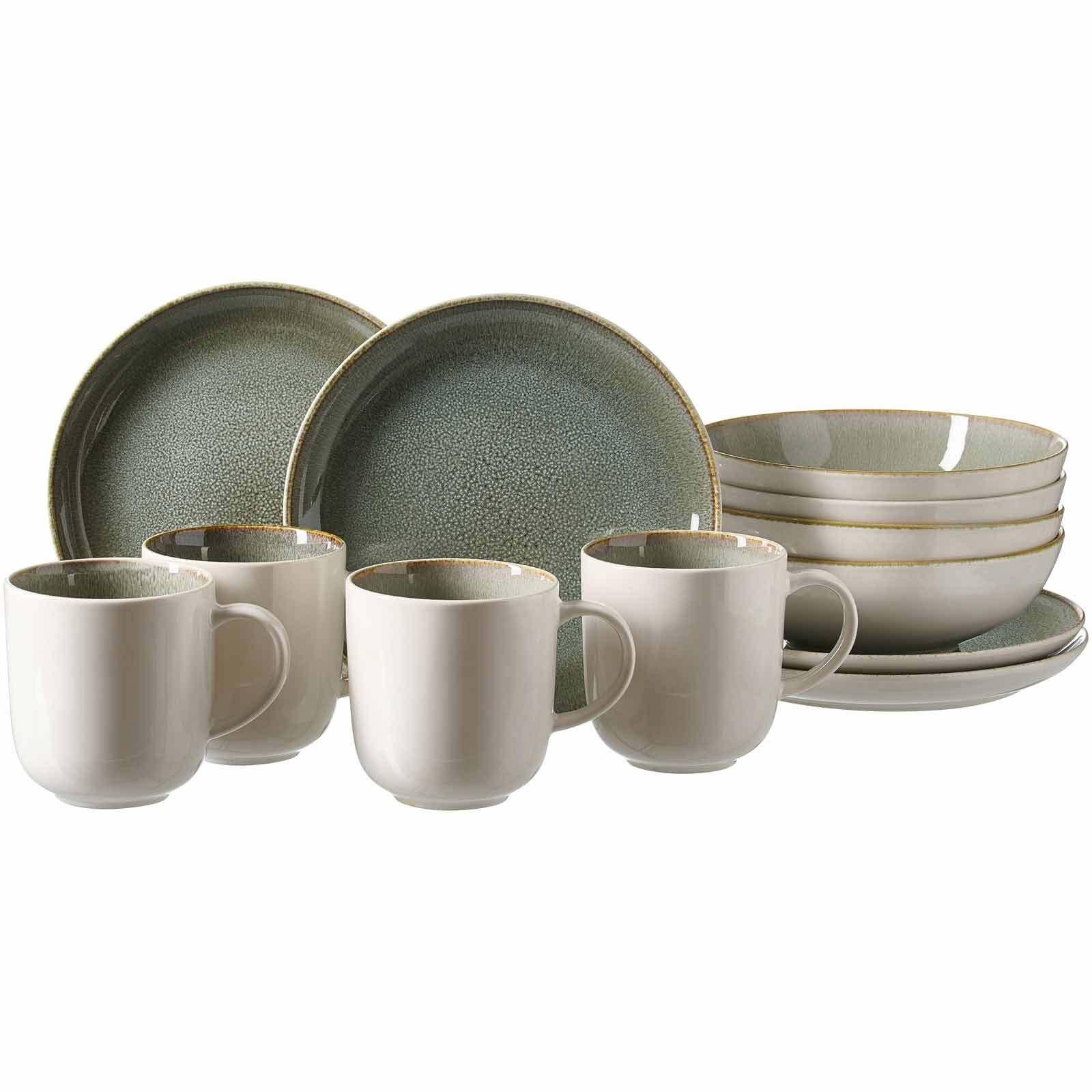 FRÜHSTÜCKS-SET Giada grün 12-tlg. - Grün, Keramik (21.5/22/33.5cm) - Ritzenhoff Breker