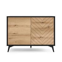 SIDEBOARD Boulia Schwarz mit Fischgrätfronten in Eiche 104 cm - Eichefarben/Schwarz, Holzwerkstoff/Metall (104/119/39cm) - Selsey