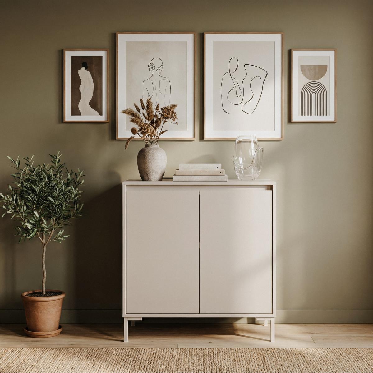 SIDEBOARD mit 2 Türen in Kaschmir 40/87/81 cm - Beige, Holzwerkstoff (40/87/48.5cm) - Calicosy