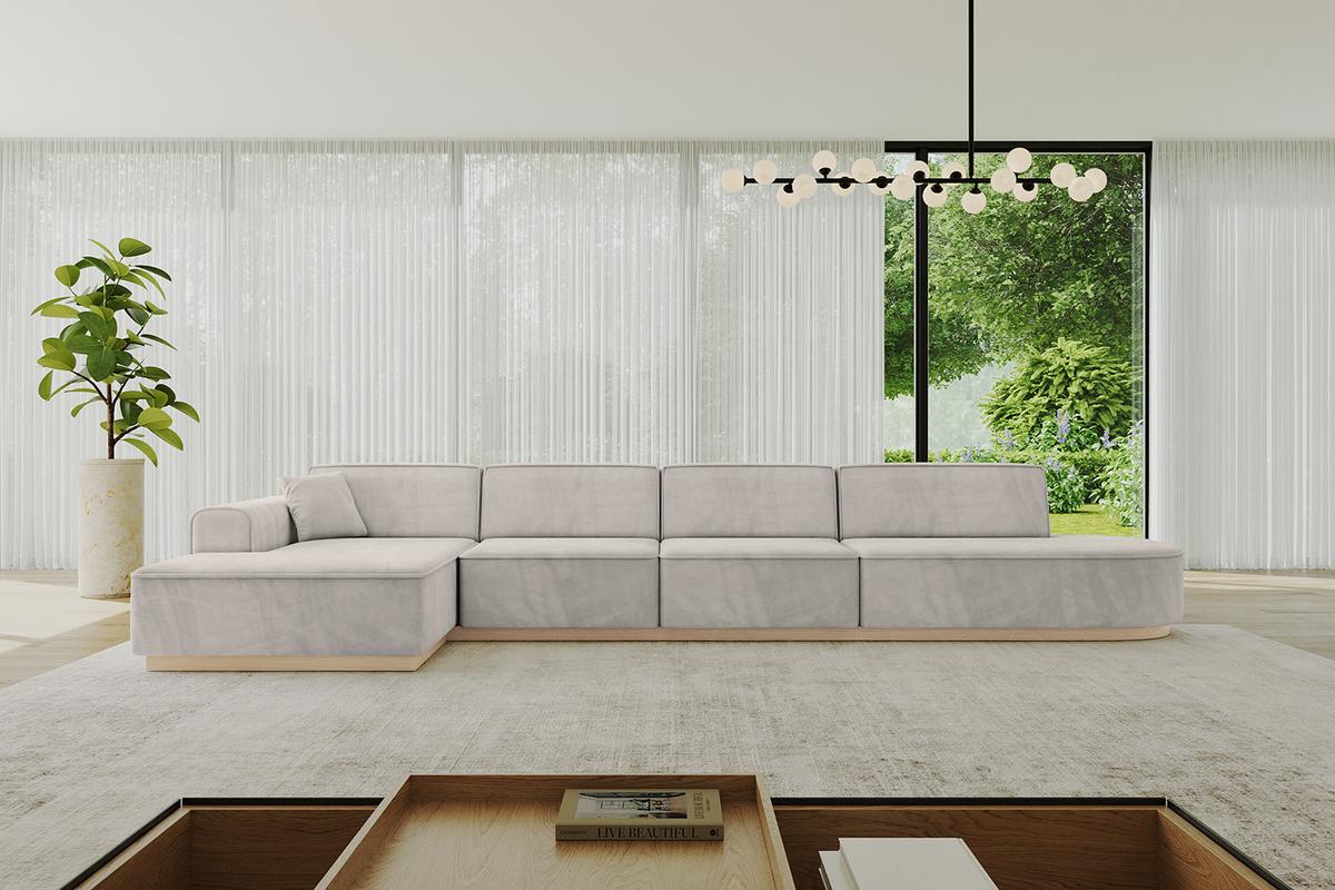 ECKSOFA Ottomane Links IREA-L3 - 413x171x83 cm Hellbraun - Hellbraun, Holzwerkstoff/Textil (413/171cm) - ALTDECOR