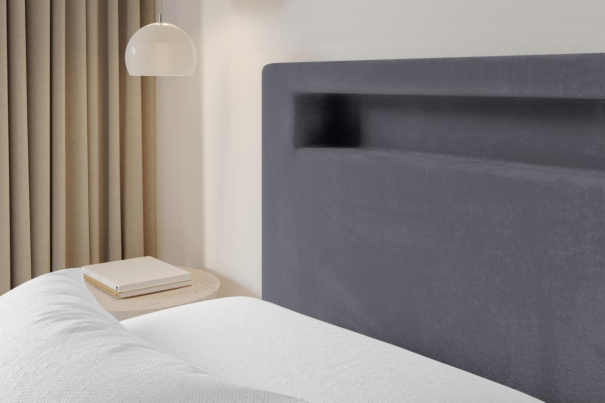 POLSTERBETT mit Bettkasten und Lattenrost, Bett mit Matratze H3/H4 - GOLA 160x200 Dunkelgrau - Dunkelgrau, Holzwerkstoff/Textil (160/200cm) - ALTDECOR