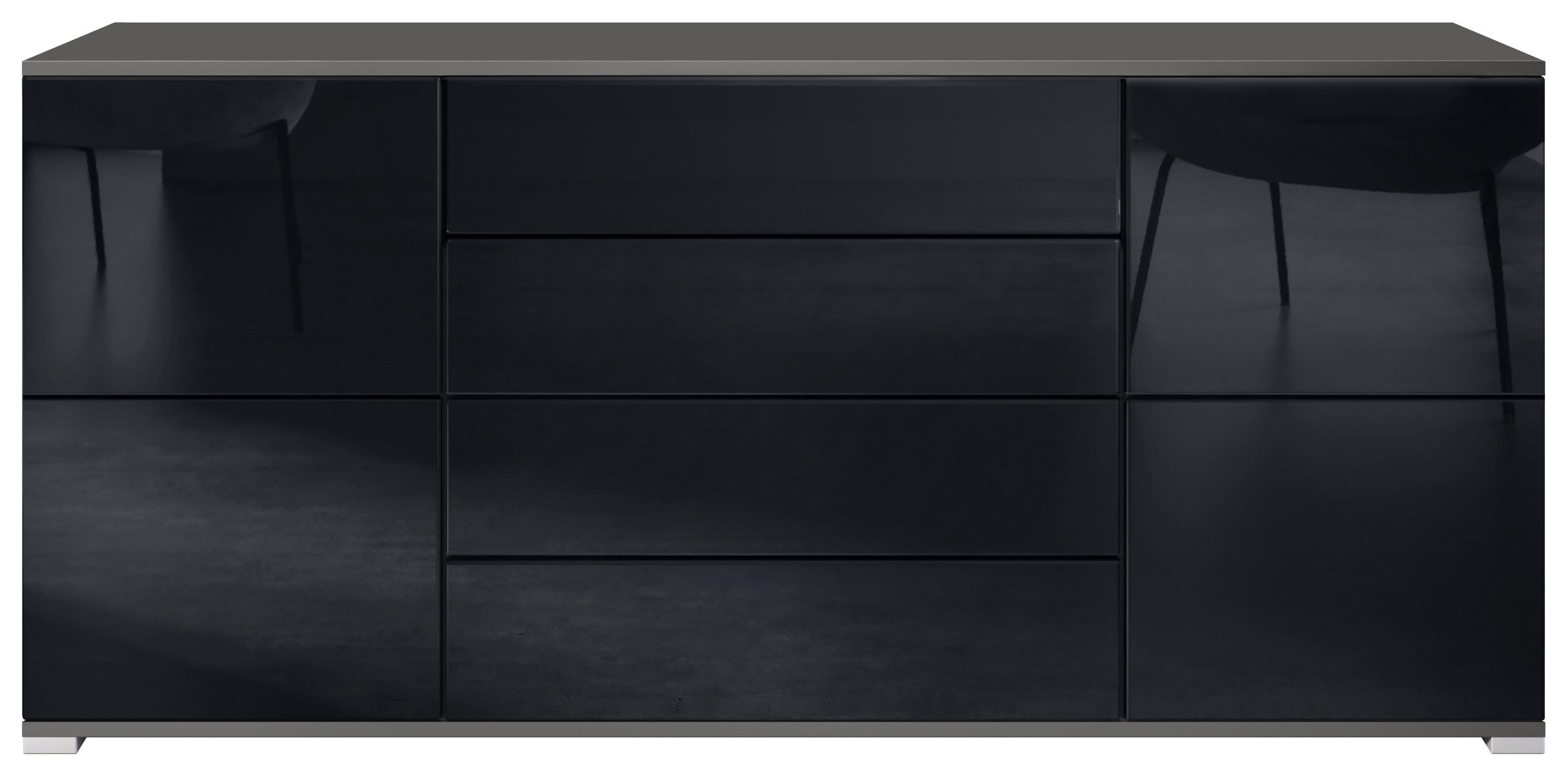 SIDEBOARD Rova Schwarz Hochglanz - Schwarz Hochglanz, Holzwerkstoff (166.5/75.5/35cm) - Vladon
