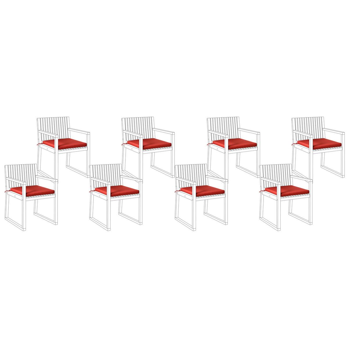 GARTENSTUHLKISSEN 8er-Set Rot 46/46 cm Sassari Premium - Rot, Textil (46/5/46cm) - Beliani