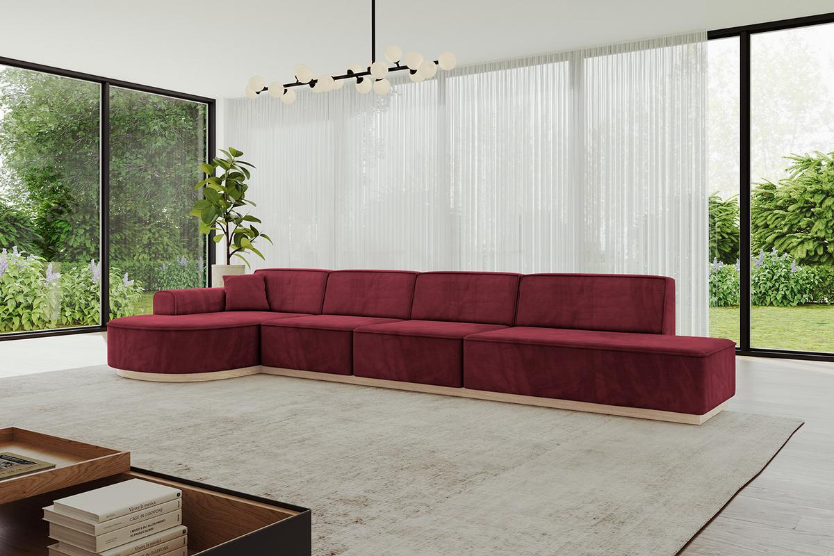 ECKSOFA Ottomane Links ARRIO-L3 - 413x171x83 cm Bordeauxrot - Bordeaux, Holzwerkstoff/Textil (413/171cm) - ALTDECOR