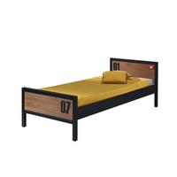 EINZELBETT Kameko 209x75x97 aus MDF+Massivholz in Schwarz/Cognac - Cognac/Schwarz, Holzwerkstoff (90/200cm) - 58aufmkessel