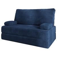 BETTSOFA LADIA aus Schaumstoff Cordstoff Blau Schlaffunktion - Blau, Textil (140/86/60cm) - MASSENO