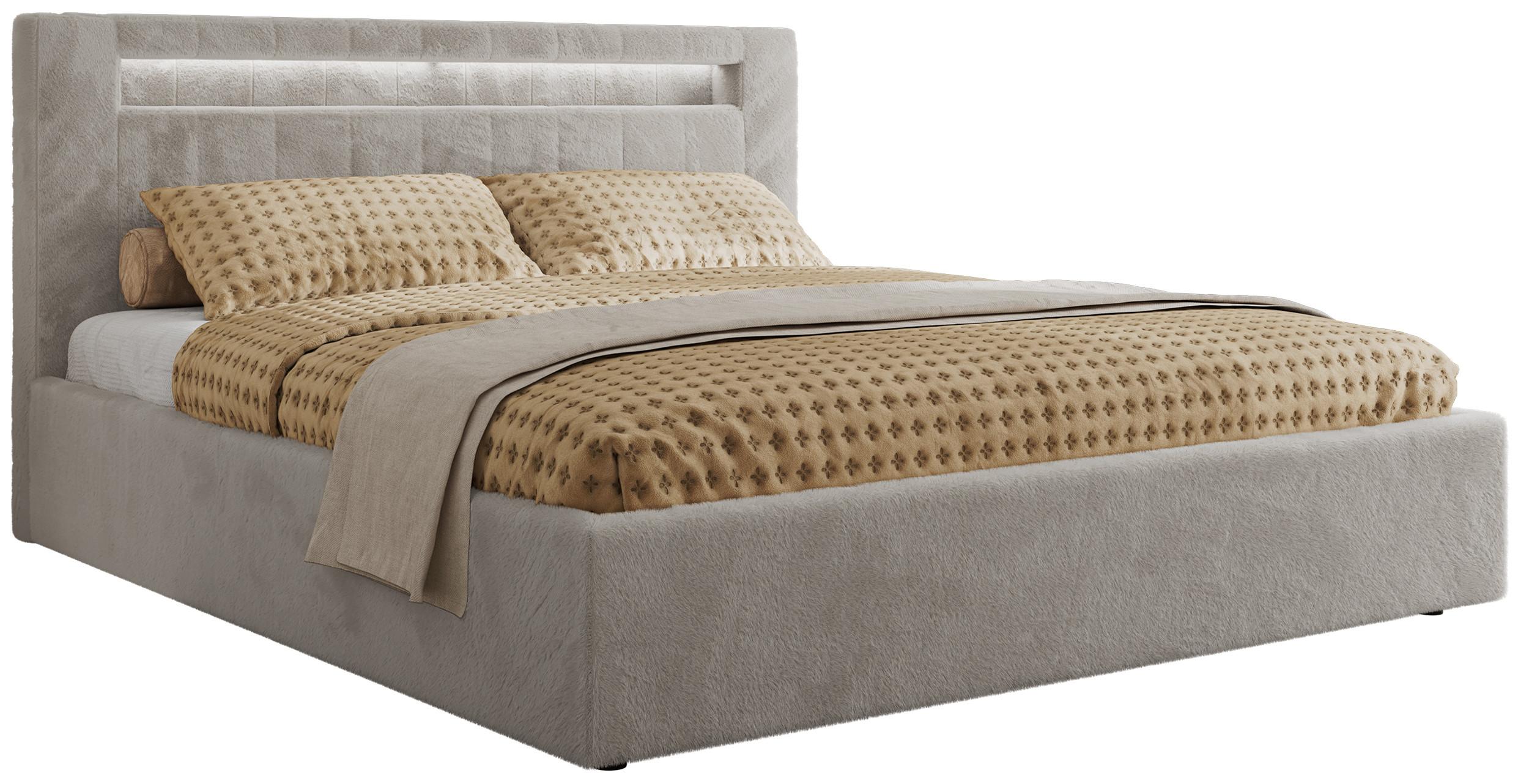 POLSTERBETT GOLD 5 CLASSIC 160/200 - Hellgrau Plüsch - Multipocket-Matratze - Hellgrau, Textil (160/200cm) - MKS