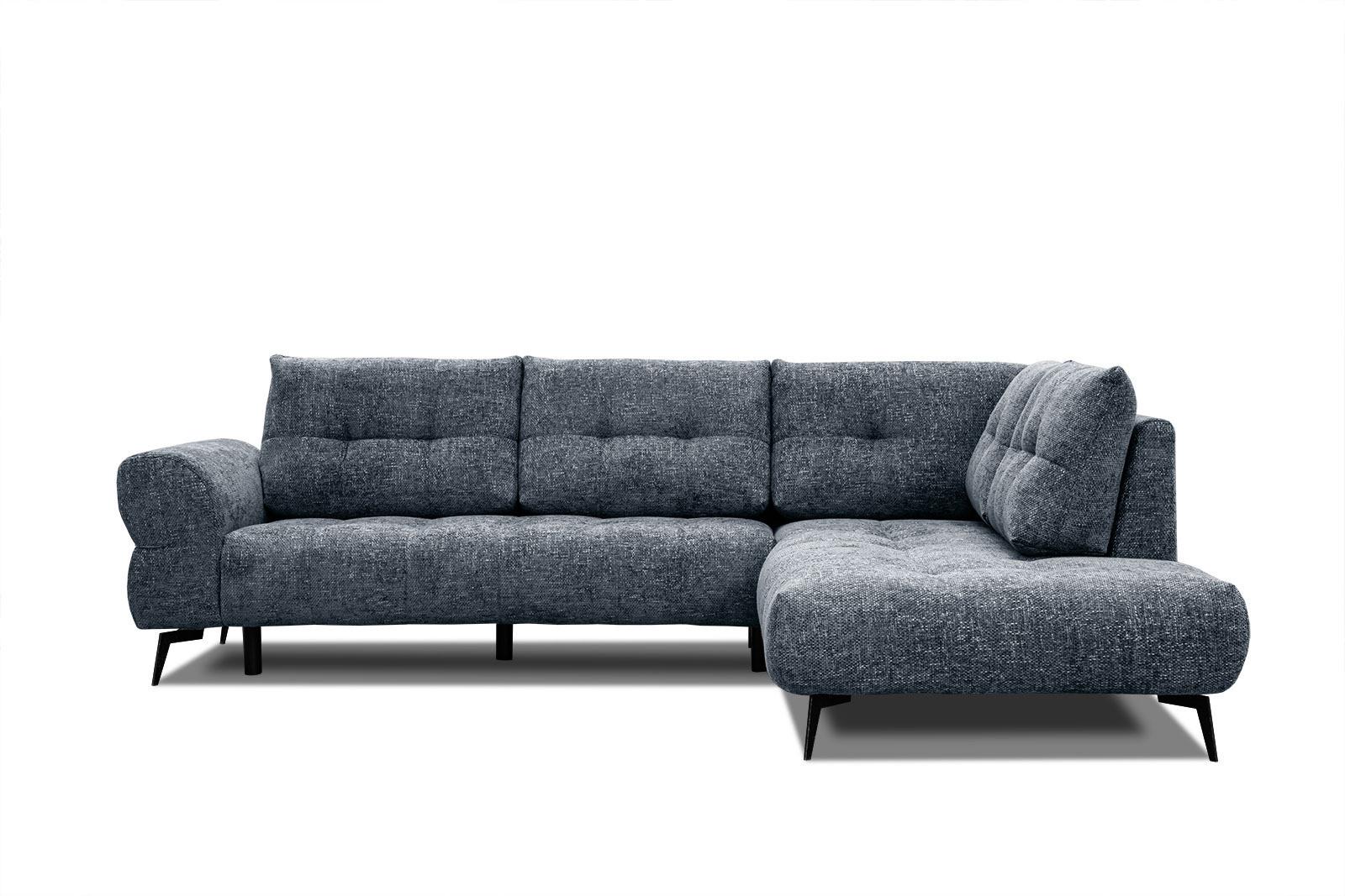 ECKSOFA SALVINI 5-Sitzer, dunkelblau - Schwarz/Dunkelblau, Holzwerkstoff/Textil (292/158cm) - Wozimo