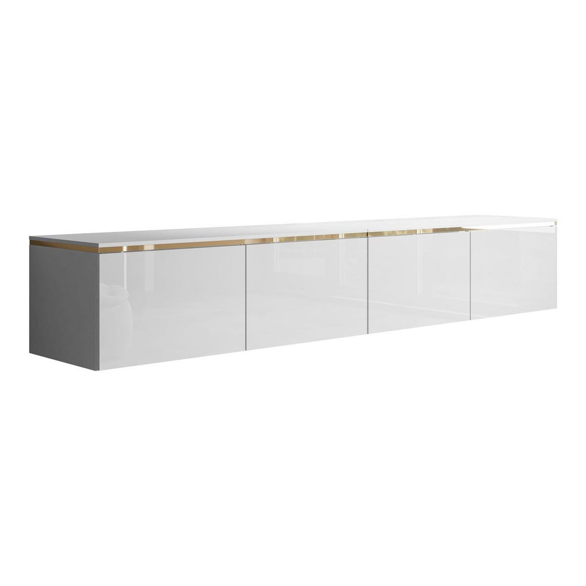 TV-RACK CELINE GLOSS 200 cm mit LED-Beleuchtung (hängend) - Weiß, Holzwerkstoff (200/35/40cm) - Lookway