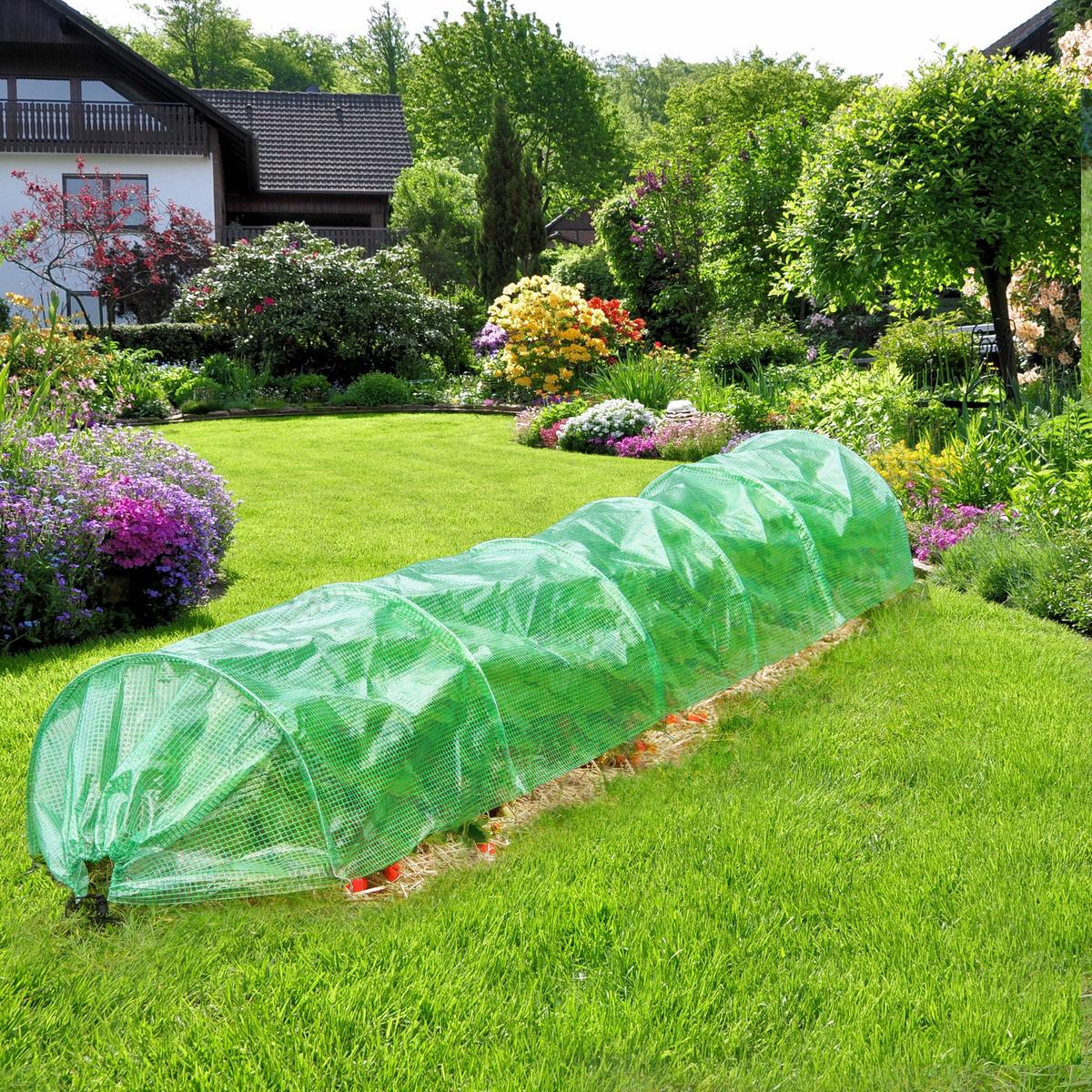 FOLIENTUNNEL 2er Set 300x55x35 cm 3m Transparent/Grün aus PE - Grün, Kunststoff (55/35/300cm) - ECD-Germany