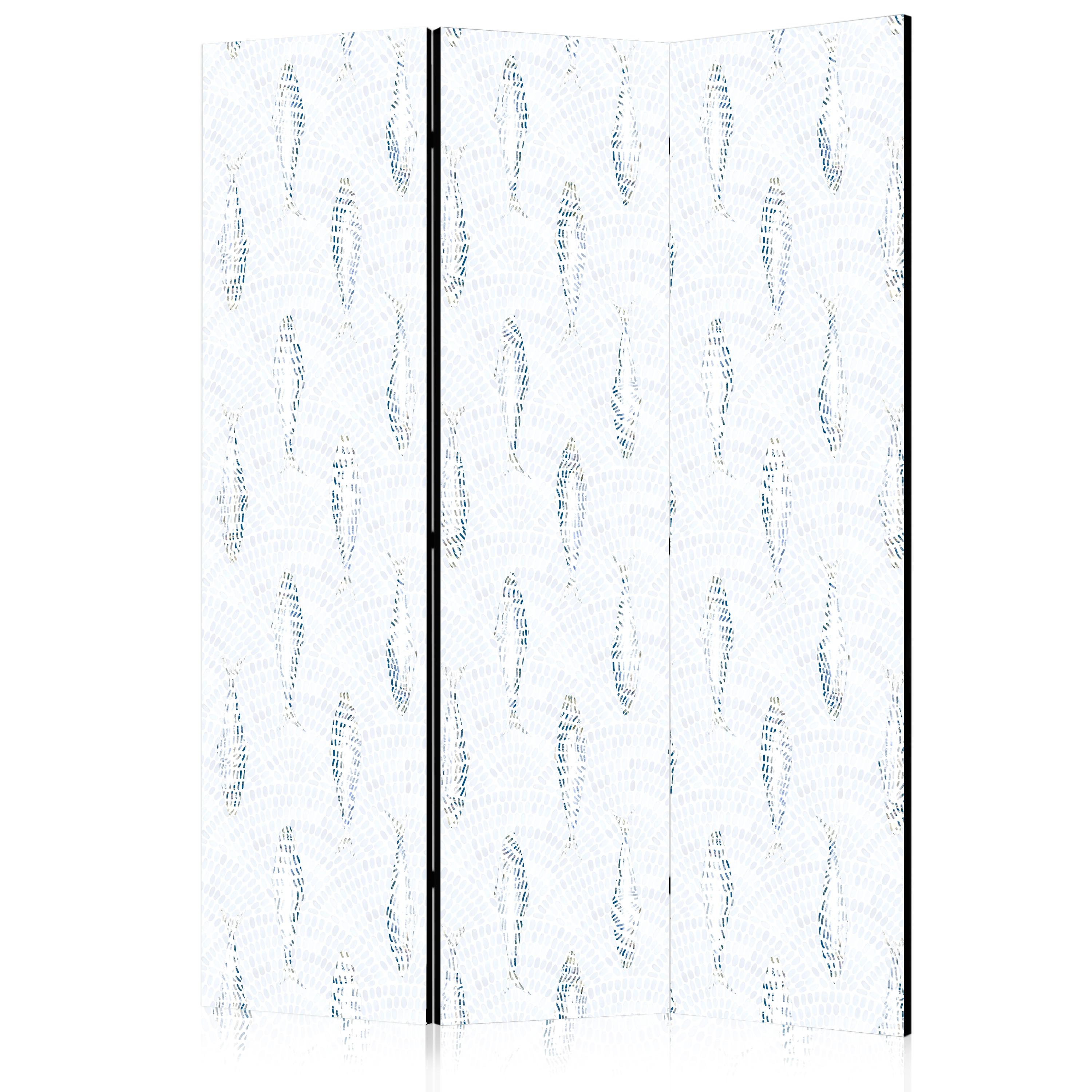 PARAVENT Akustik 3-tlg 135x172 cm abstrakte Fische - Grau, Holz/Textil (135/172/3cm) - Muralo