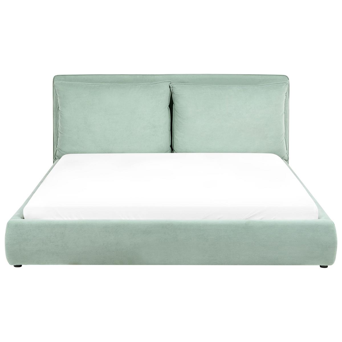 BETT mit Lattenrost 180/200 cm Mintgrün Bajonna - Schwarz/Mintgrün, Textil (180/200cm) - Beliani