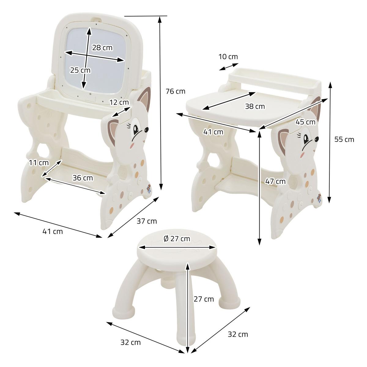 KINDER MALTISCH Weiß mit Hocker - Weiß, Kunststoff (41/76/45cm) - Joyz