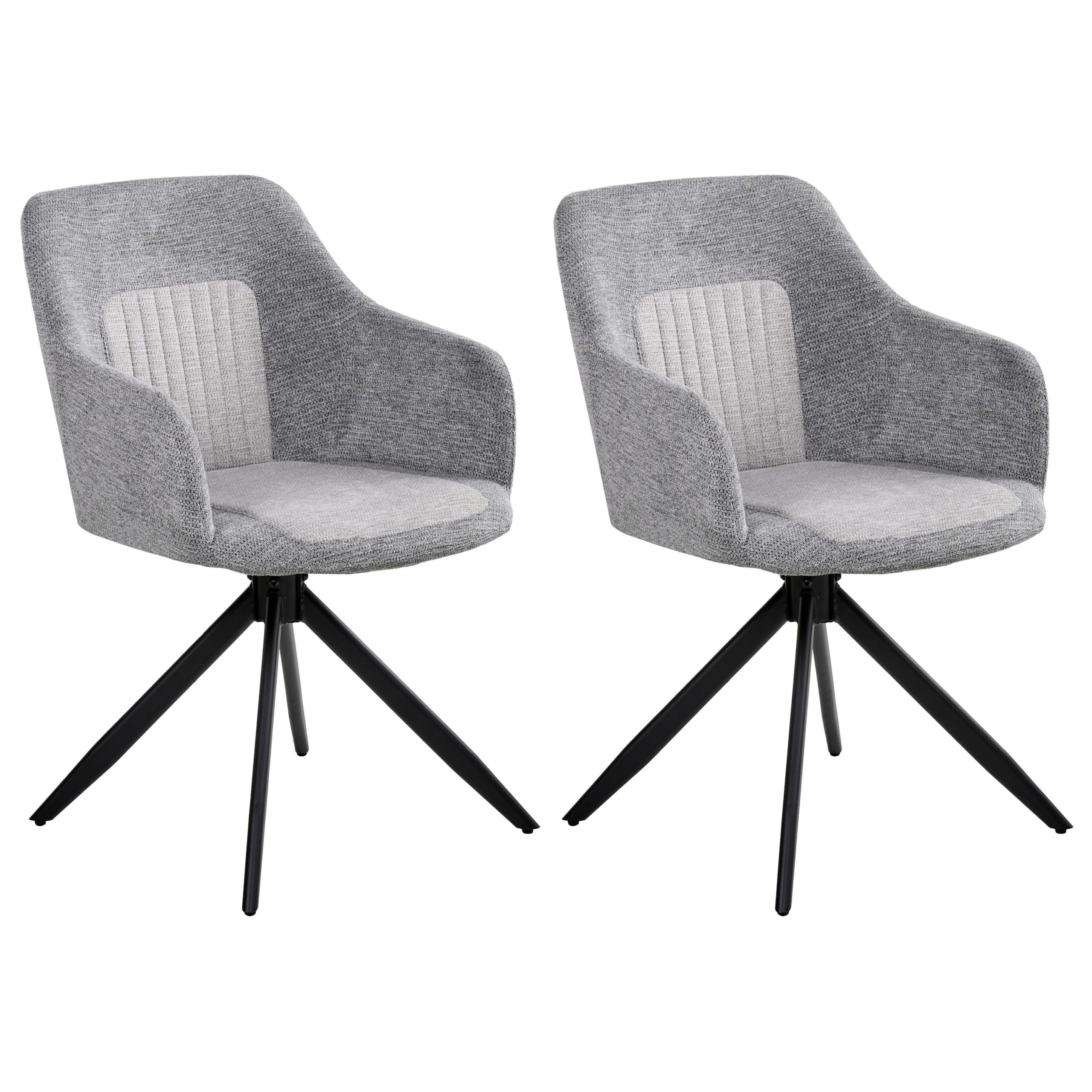 ESSZIMMERSTUHL 2er Set drehbar Stoff Grau Likely - Hellgrau, Textil (56/85/71cm) - Beliani