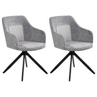 ESSZIMMERSTUHL 2er Set drehbar Stoff Grau Likely - Hellgrau, Textil (56/85/71cm) - Beliani