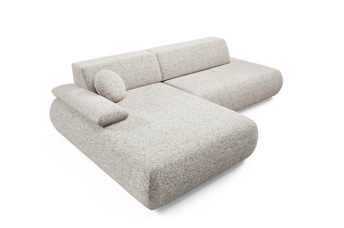 ECKSOFA DELTA L-S Beige Geflochtener Stoff mit Schlaffunktion - Beige, Holz (286/173.5cm) - MASSENO
