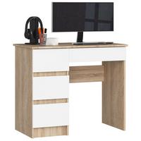 SCHREIBTISCH Eiche Sonoma, Weiß 77/90/50 - Weiß, Holzwerkstoff (124/52/77cm) - RAUMHIRSCH FURNITURE