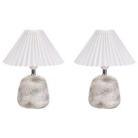 TISCHLAMPE 2er Set Weiß/Grau Zeyi - Weiß/Grau, Keramik (25/25/32cm) - Beliani