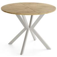 ESSTISCH Valio rund oval ausziehbar verlängerbar mit Metallbeinen in Kaschmir Grau, Eiche Hellbraun 100-140/100/76 cm - Kaschmir/Eichefarben, Holzwerkstoff/Metall (100/140/76cm) - WFL GROUP
