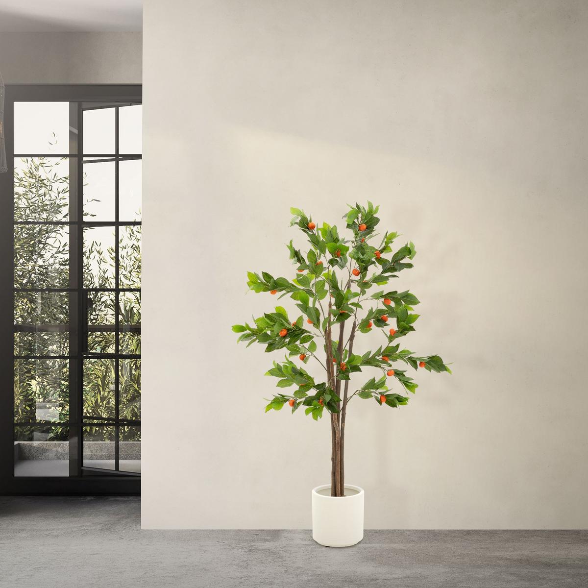KUNSTPFLANZE Orangenbaum 160 cm aus Kunststoff - Orange/Grün, Kunststoff/Textil (160cm) - ML-DESIGN