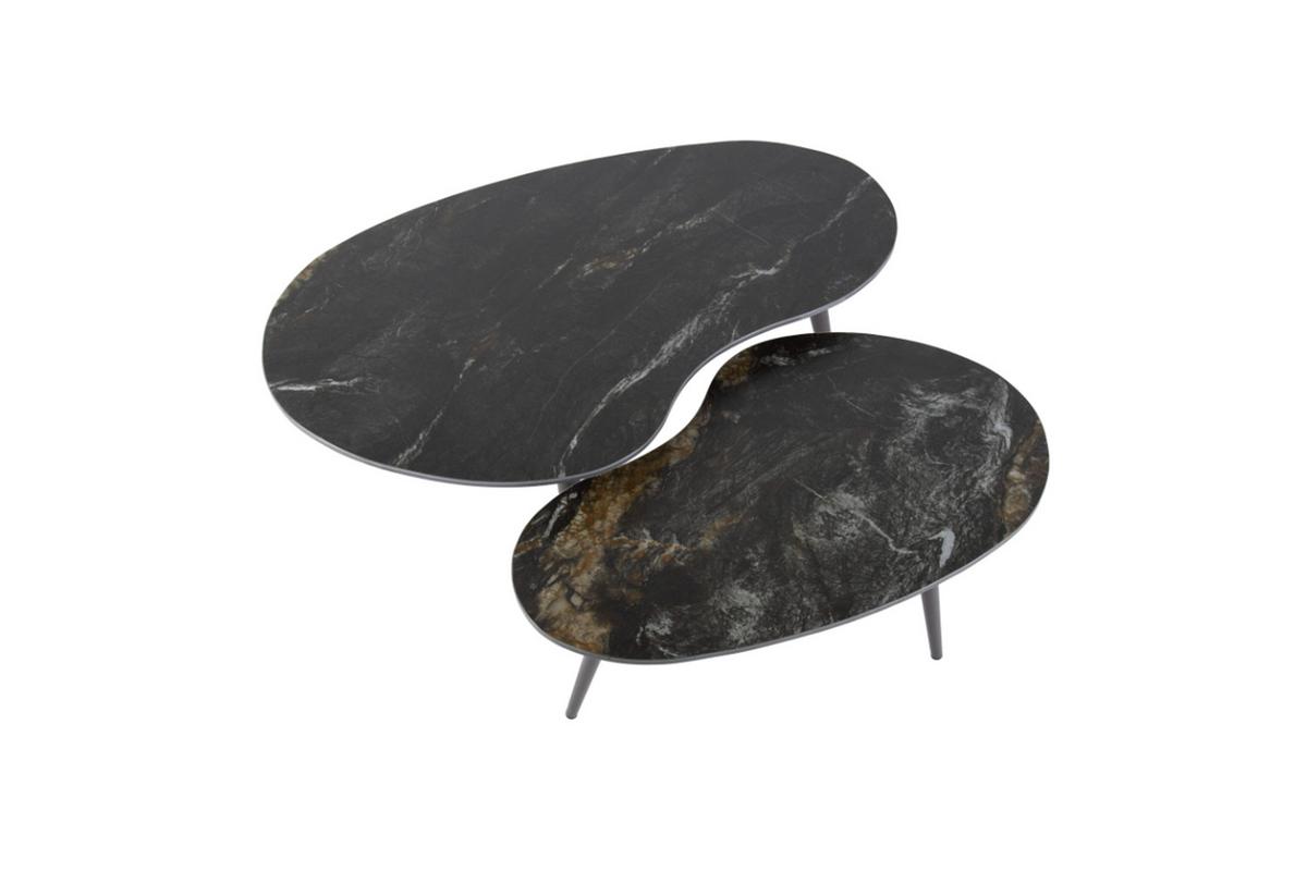 COUCHTISCH PONTE 2ER SET Schwarz Keramik - Schwarz, Keramik/Metall (55/91/40cm) - KAWOLA