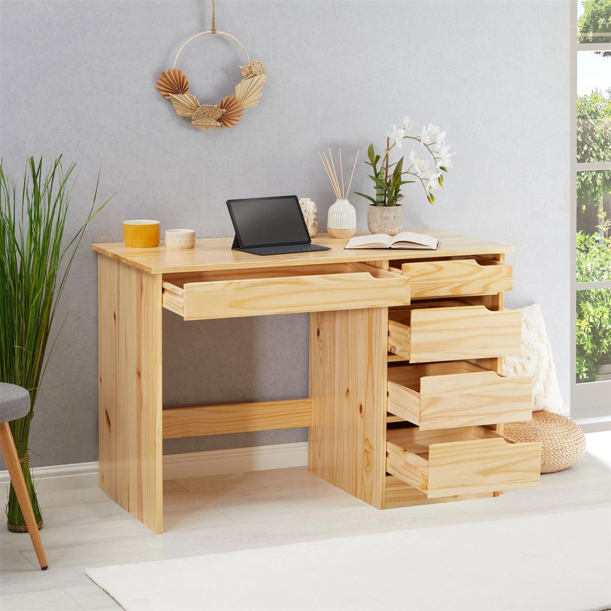 SCHREIBTISCH HUGO natur - Naturfarben, Holz (54/114/76cm) - IDIMEX