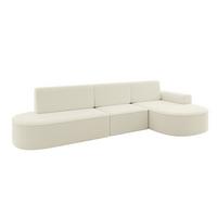 ECKSOFA mit Schlaffunktion Ottomane RECHTS MARI L2-S 368X167X85 Beige Bouclé - Beige/Schwarz, Holzwerkstoff/Kunststoff (167/368cm) - ALTDECOR