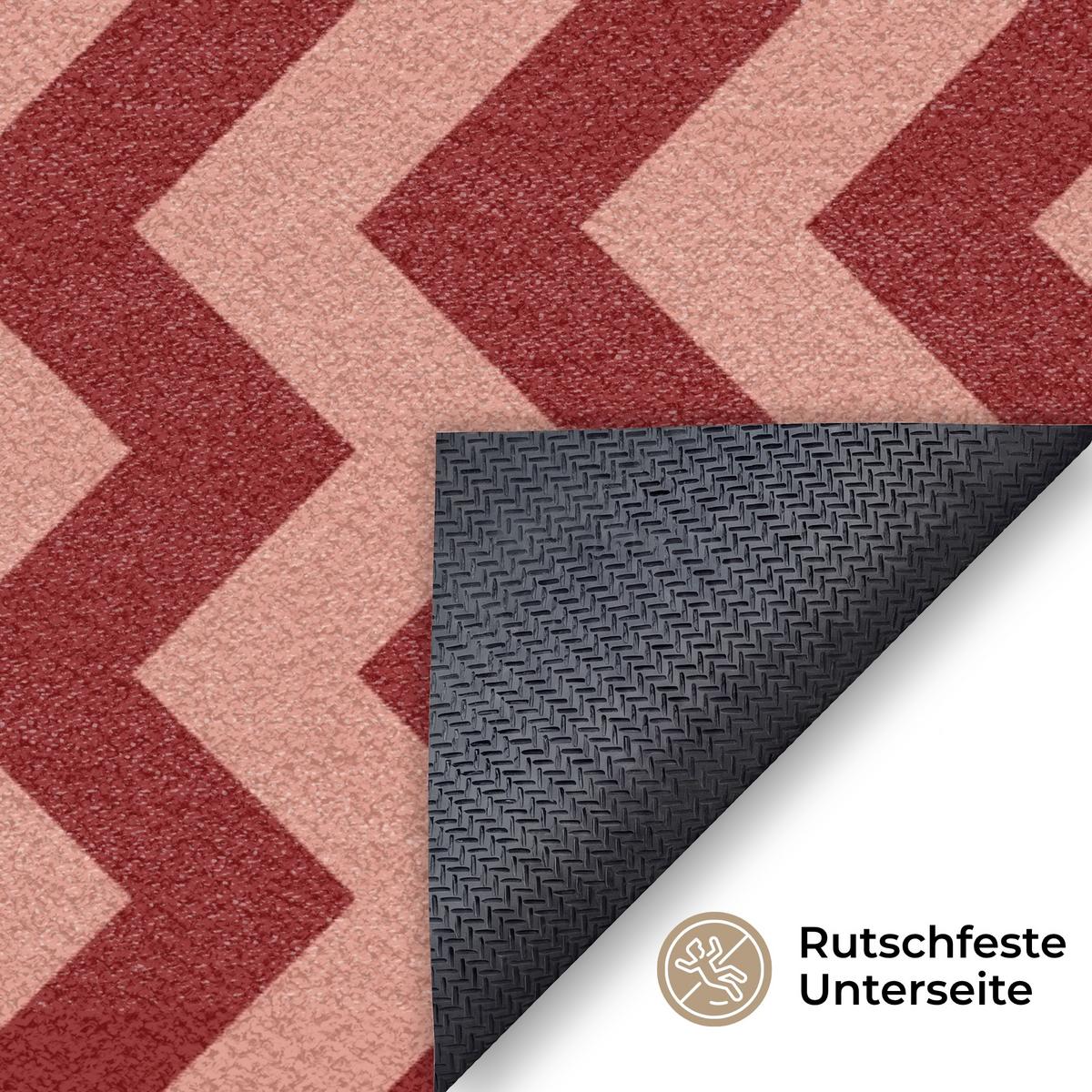 FUSSMATTE Zickzack - Streifen - Muster - Rot Schmutzfänger 120x80 cm - Bordeaux, Kunststoff (120/0.4cm) - MuchoWow