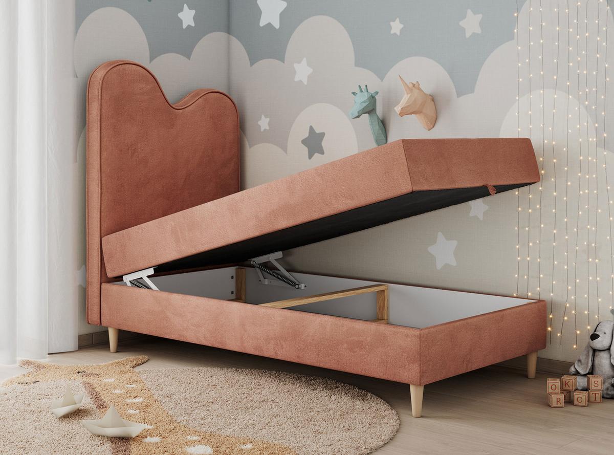 BOXBETT FLOW 90/180 Hellrosa Velvet hydrophob - H3 - Hellrosa, Holz/Textil (90/180cm) - MKS