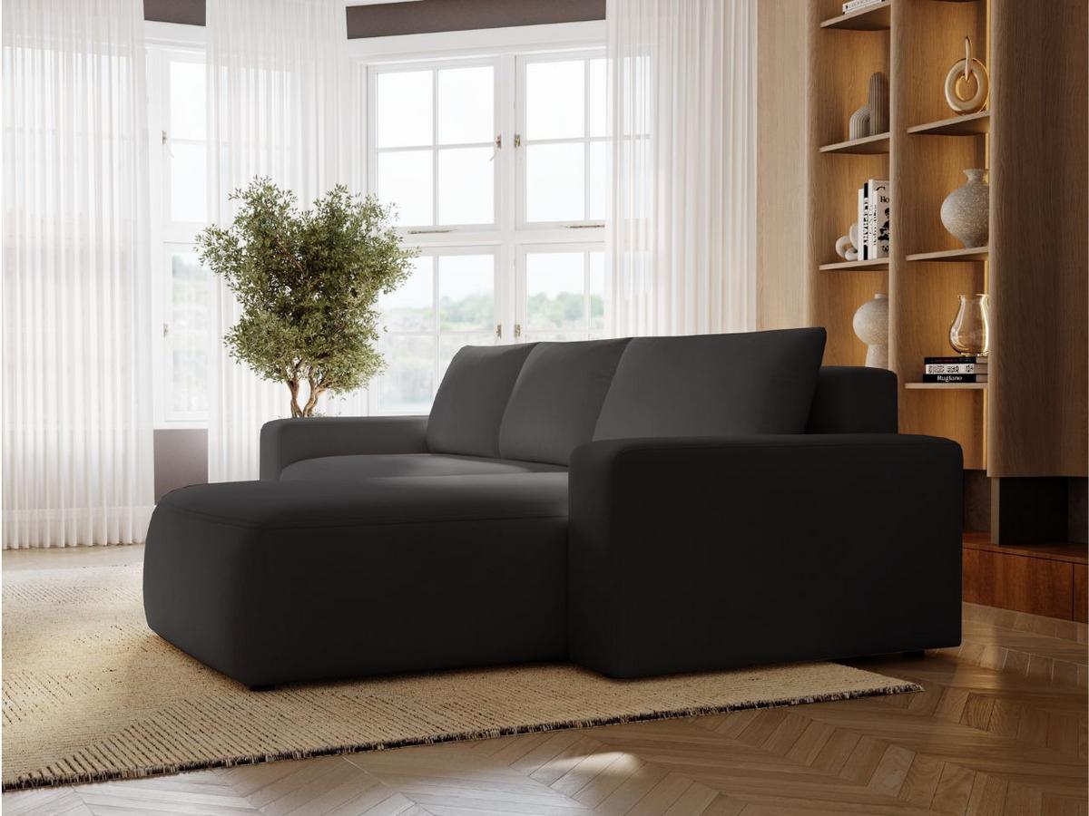 ECKSOFA Tazones Schwarz Rechts - Schwarz, Holz/Kunststoff (250/165cm) - Graingold