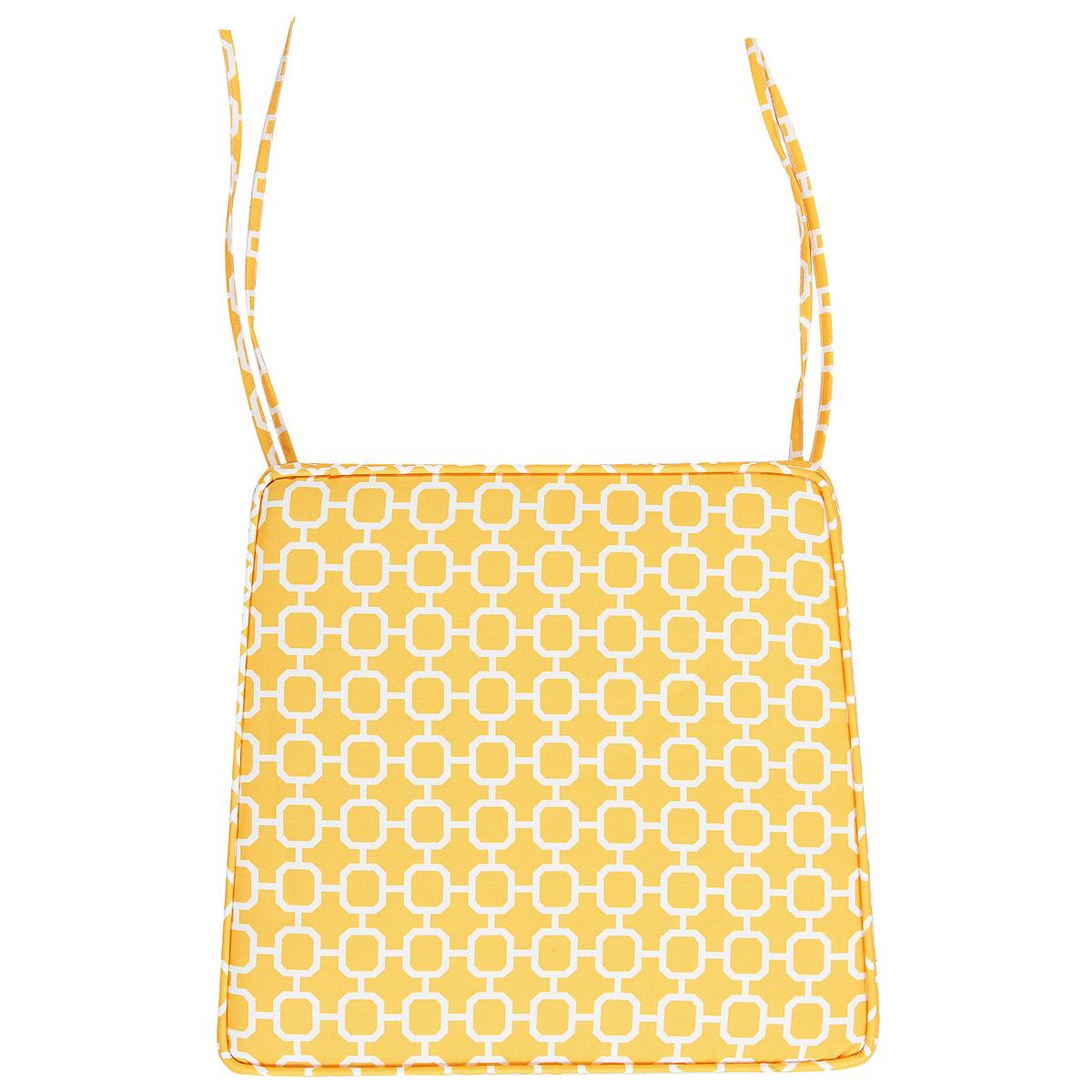 GARTENSTUHLKISSEN 2er-Set Gelb 37/34 cm Terni - Gelb/Weiß, Textil (37/5/34cm) - Beliani