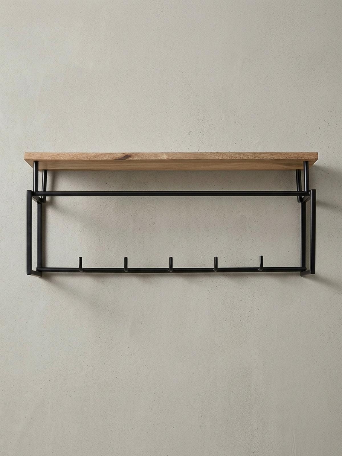 WANDGARDEROBE Mango Massivholz Metall Modern für Eingangsbereich - Braun, Holz/Metall (71/29/20cm) - KADIMA DESIGN