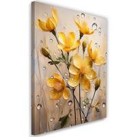 WANDBILD gelbe regentropfen blume - Gelb, Textil (40/60cm) - Feeby