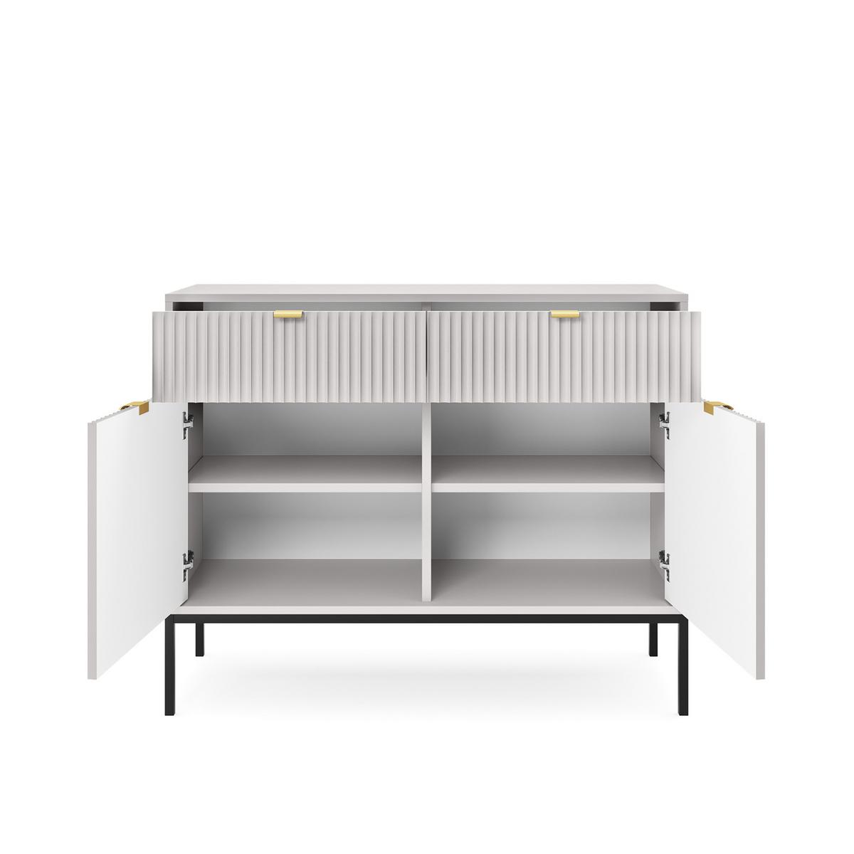 KOMMODE STELLARE 104/83/39 cm mit 2 Schubladen 2 Türen Grau - Grau, Holzwerkstoff (104/83/39cm) - MASSENO