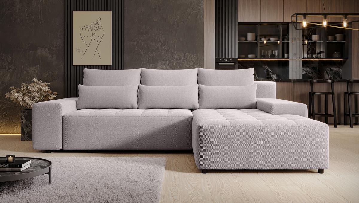 ECKSOFA L Form Alvorada Beige 280/184/88 cm – modernes Sofa fürs Wohnzimmer - Beige/Schwarz, Kunststoff/Textil (280/184cm) - AX Living