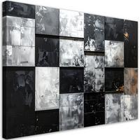 LEINWANDBILDER, Quadrate schwarz und weiß abstrakt - Schwarz, Textil (100/70cm) - Feeby