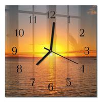WANDUHR aus Glas 30x30 cm - Sonnenuntergang - Orange, Glas (30/30/0.4cm) - TULUP