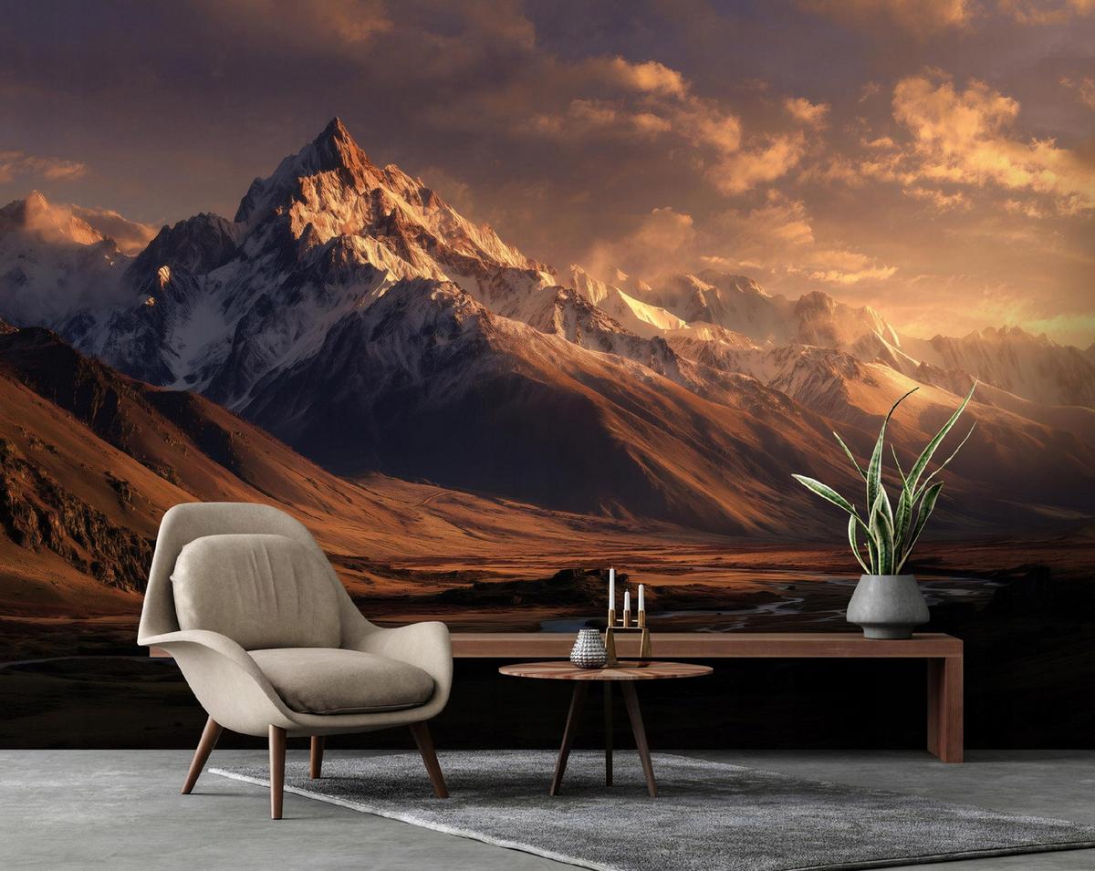FOTOTAPETE Gebirge Landschaft Braun 250x175 cm - Multicolor, Papier (250/175cm) - Wallarena