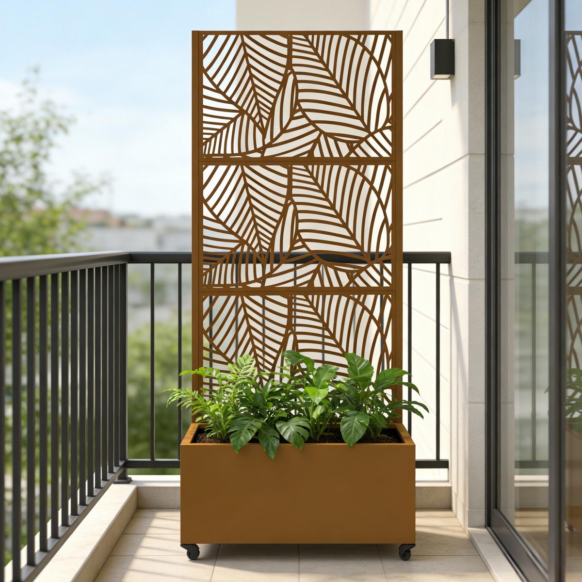 BLUMENKASTEN Surnskoki - Braun, Metall (82/190/38cm) - casa.pro