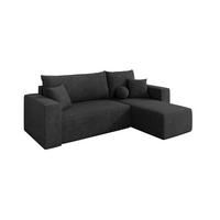ECKSOFA mit Schlaffunktion Ottomane Rechts SENO-L 249x139x85 Dunkelgrau Velours - Anthrazit/Schwarz, Holzwerkstoff/Kunststoff (249/139cm) - ALTDECOR