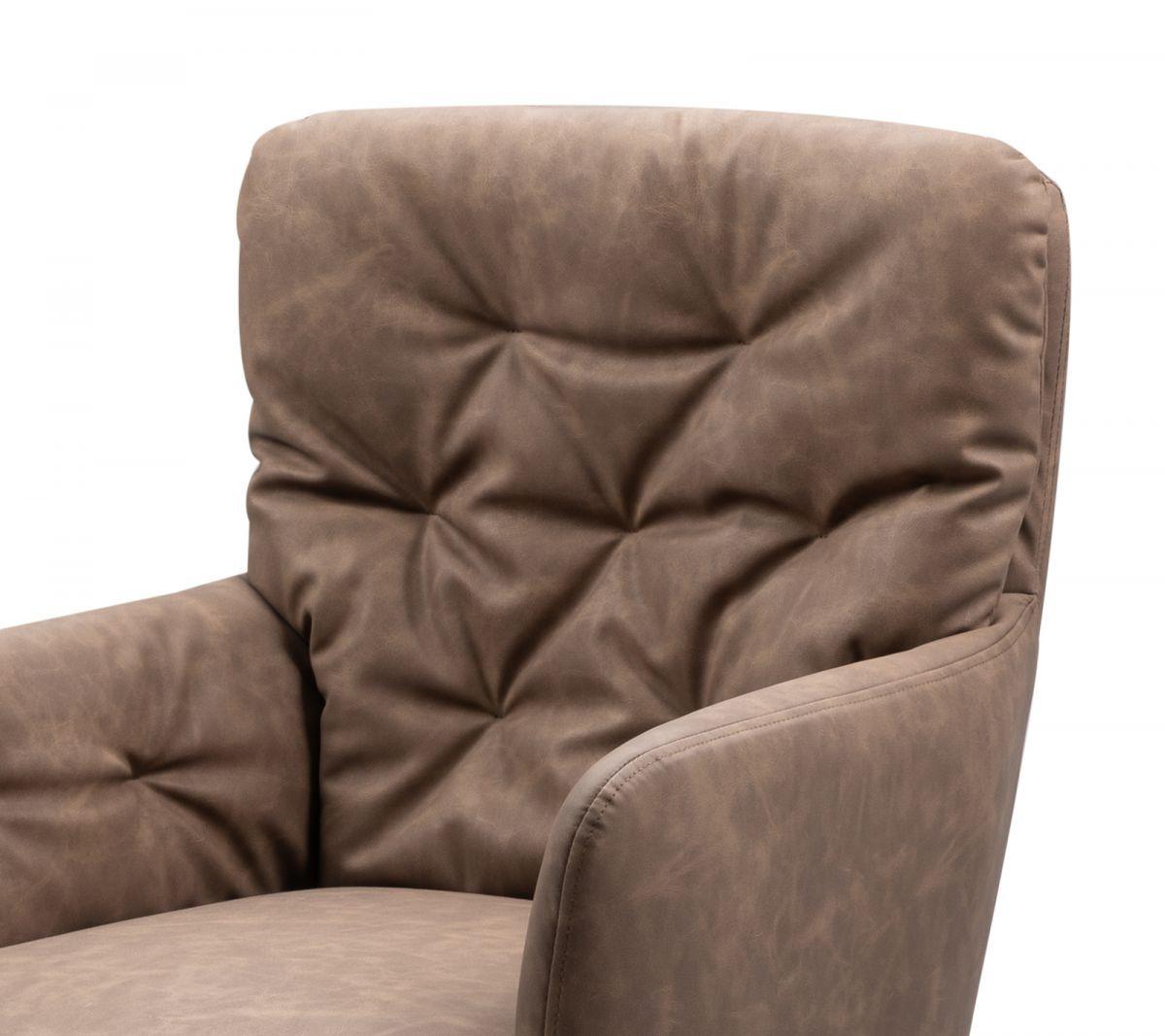 STUHL 2er-Set braun Leder-Optik, Esszimmerstuhl drehbar - Schwarz/Braun, Holz/Textil (57/95.5/57cm) - Furn.Design
