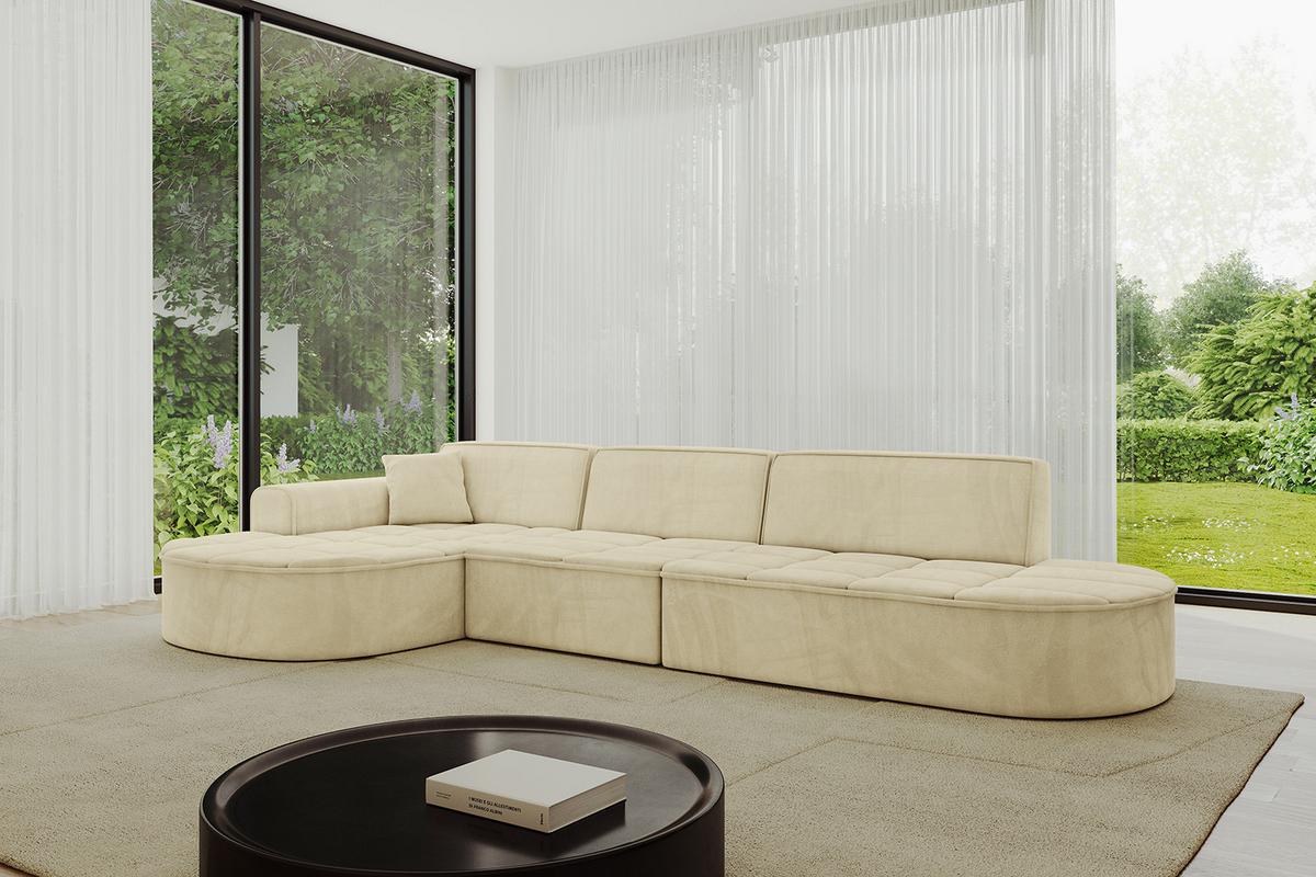 ECKSOFA Ottomane Links TARO-L2 - 328x171x79,5 cm Beige - Beige, Holzwerkstoff/Textil (328/171cm) - ALTDECOR
