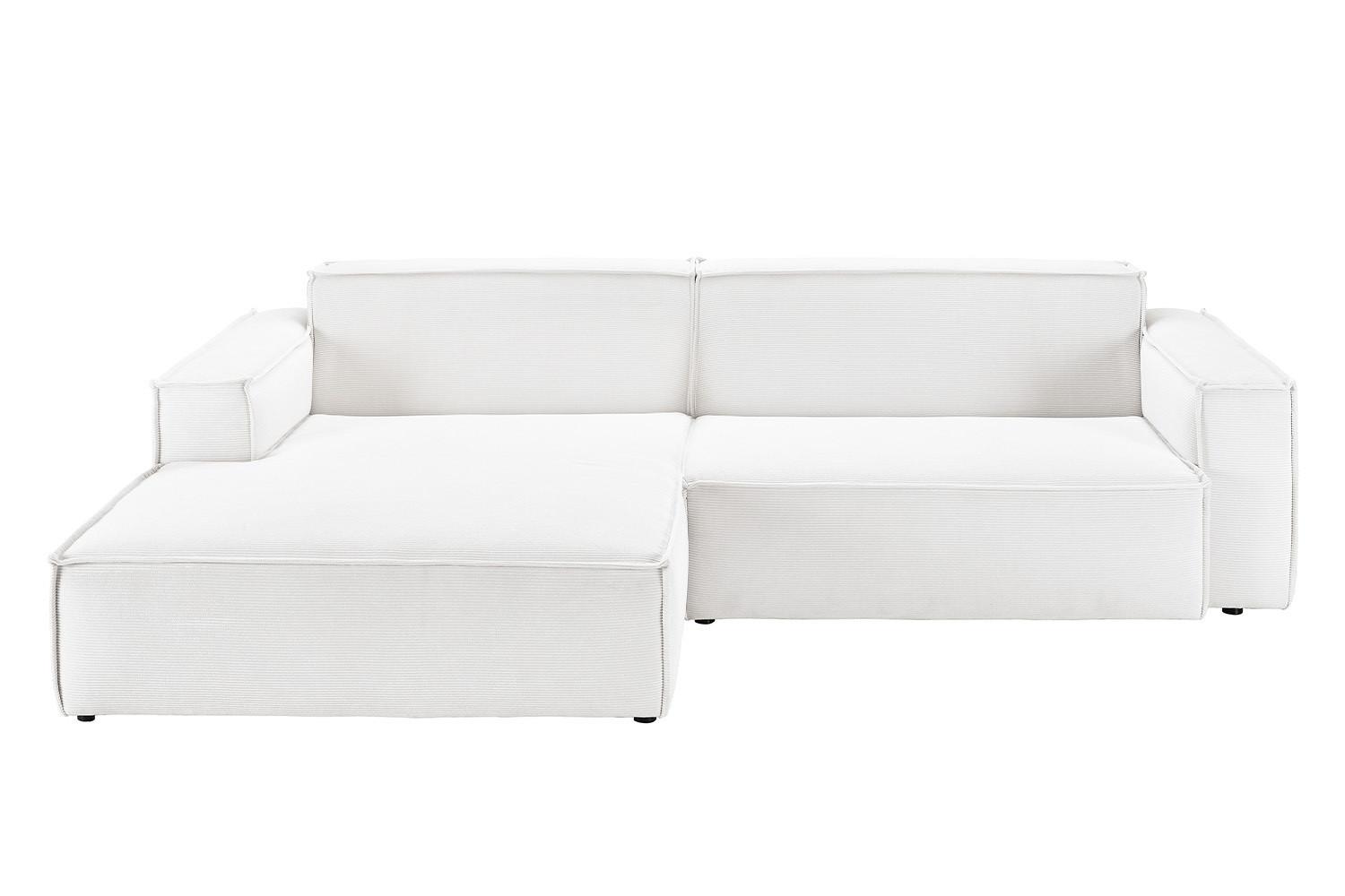 ECKSOFA SAMU Weiß Cord - Schwarz/Weiß, Textil (276/168cm) - KAWOLA