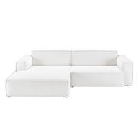 ECKSOFA SAMU Weiß Cord - Schwarz/Weiß, Textil (276/168cm) - KAWOLA