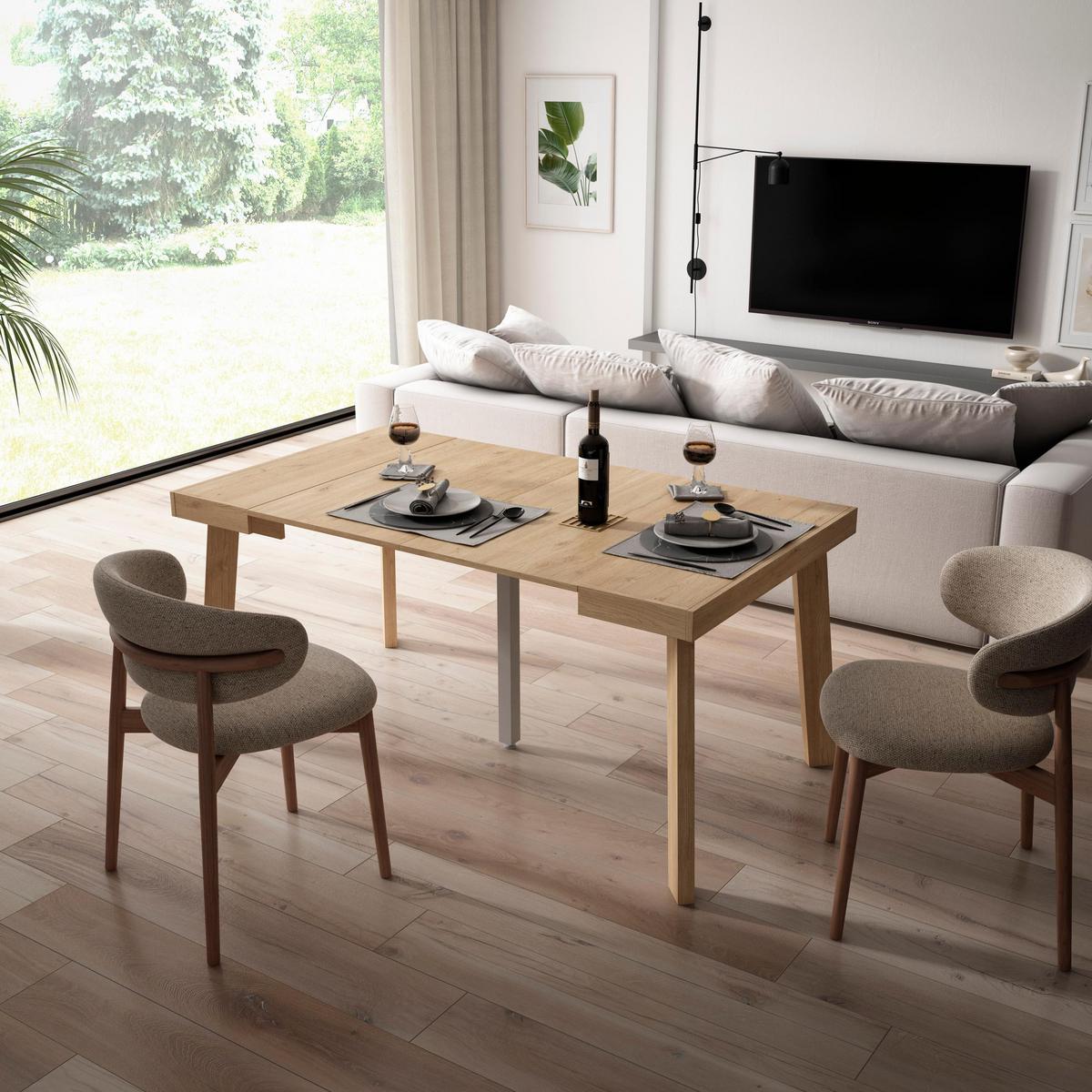 KONSOLENTISCH ausziehbar 58 bis 160cm, für 8 Gäste, eiche, 90/58/73cm - Eichefarben, Holzwerkstoff (90/160/73cm) - Skraut Home