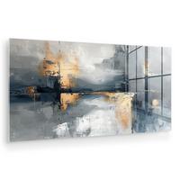 ACRYLGLASBILD Kunst - Grau - Gold - Abstrakt 120x60 cm - Dunkelgrau, Glas (120/60cm) - MuchoWow