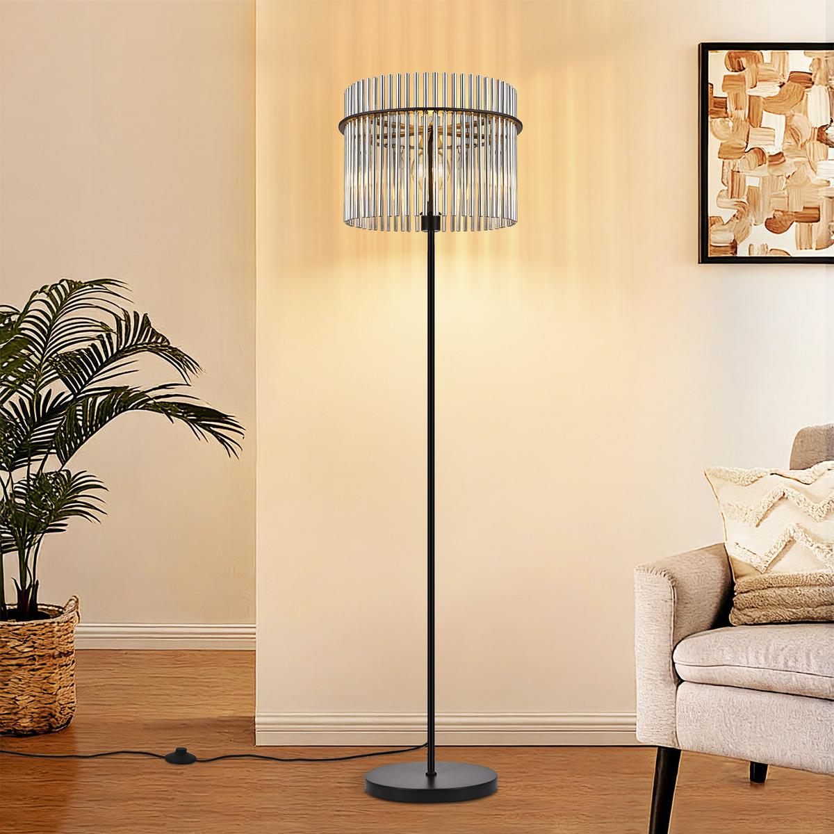 STEHLAMPE Lumistad 38/30/154 cm - Schwarz, Glas/Metall (38/30/154cm) - ZMH