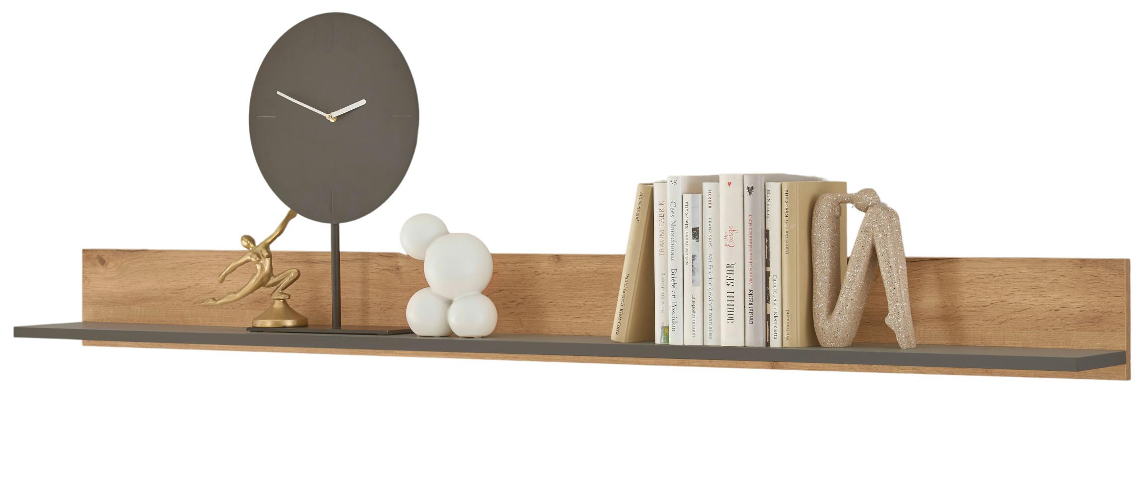 WANDBOARD Evoke Eiche, grau 170 cm, Wandregal hängend - Eichefarben/Grau, Holzwerkstoff/Metall (170/15/17cm) - Furn.Design
