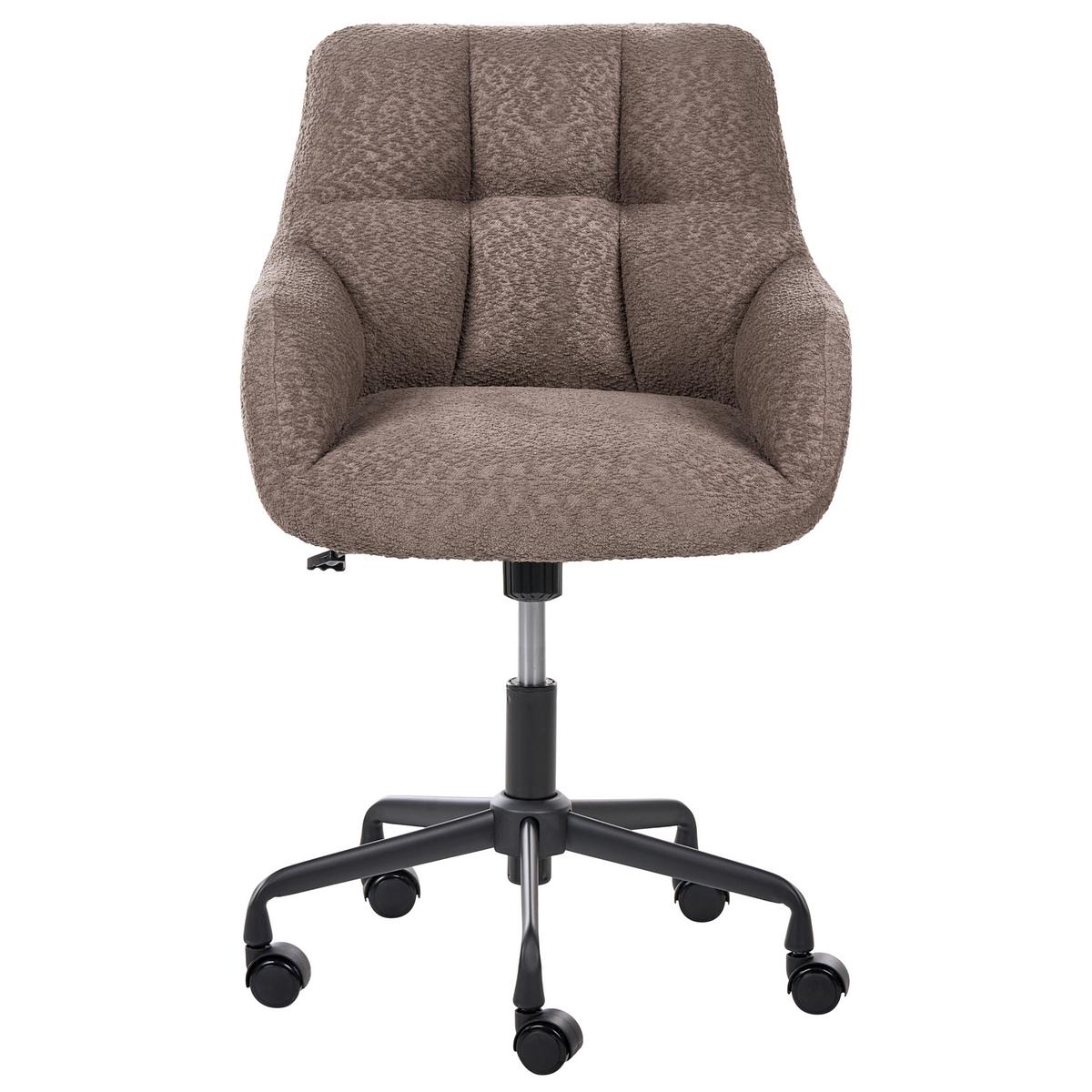 SCHREIBTISCHSTUHL Bouclé Dunkelbraun Palmdale - Dunkelbraun, Textil (58/87/61cm) - Beliani