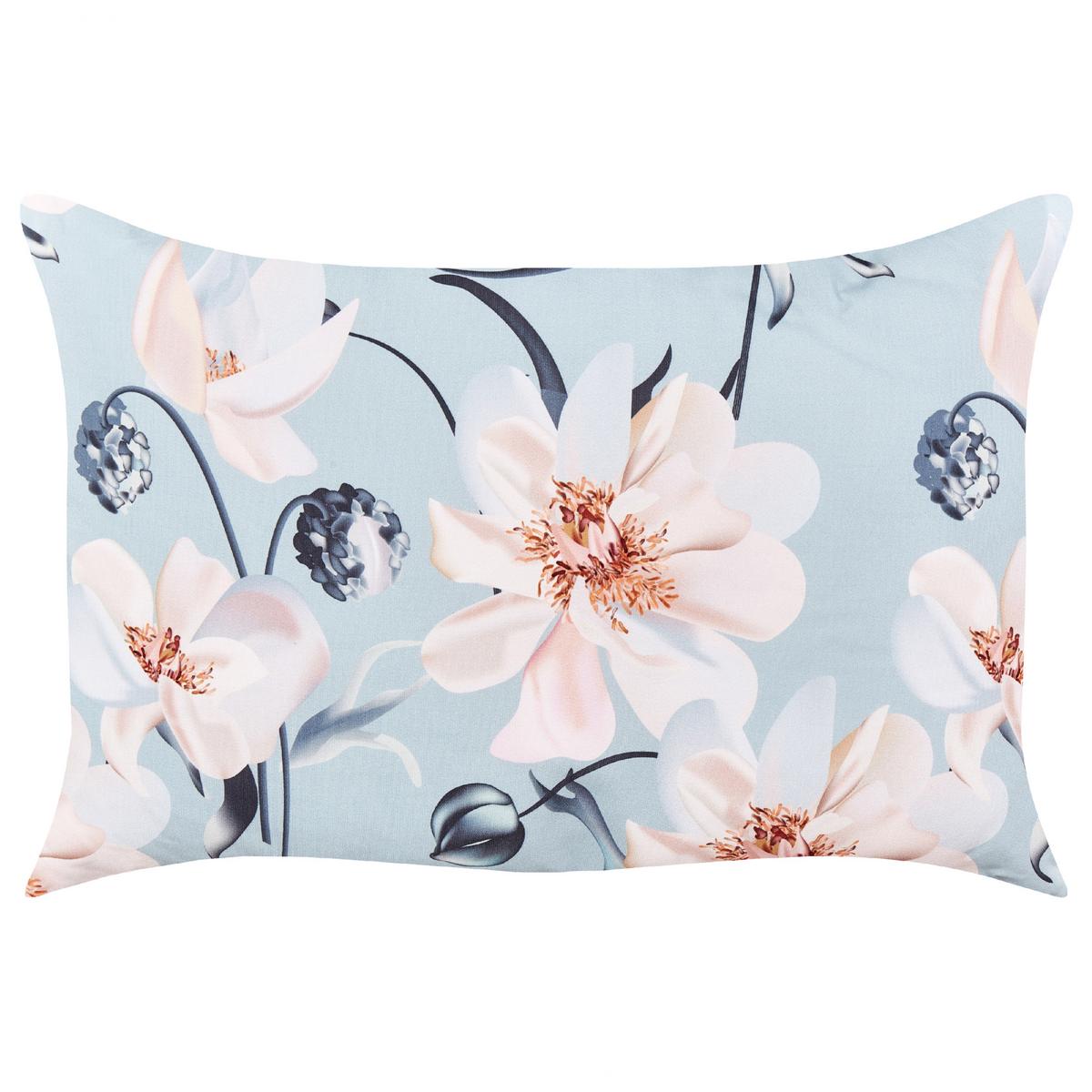 GARTENKISSEN 2er-Set Blumenmuster blau 40/60 cm Apricale - Hellblau, Textil (40/60cm) - Beliani
